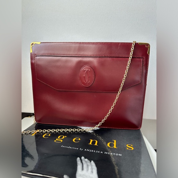Cartier Vintage Bordeaux envelope Clutch leather bag - Picture 6 of 11